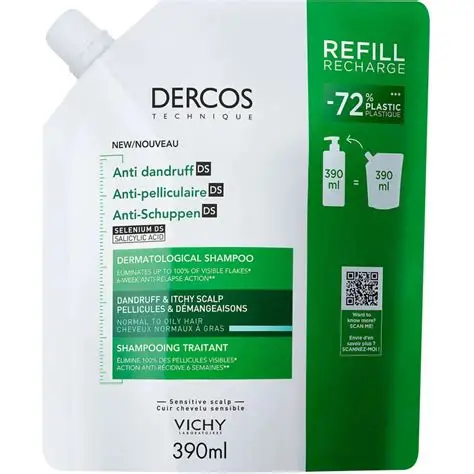 Vichy dercos technique eco-recharge shampooing antipelliculaire ds cheveux-secs-390ml – Image 1
